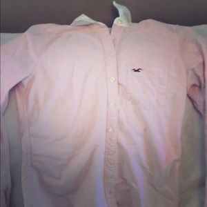 Hollister pink/white collar button down size small